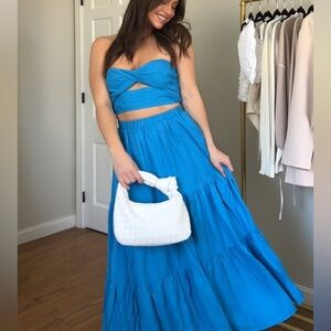 Princess Polly Allie Blue Matching Midi Skirt Crop Top Set 4